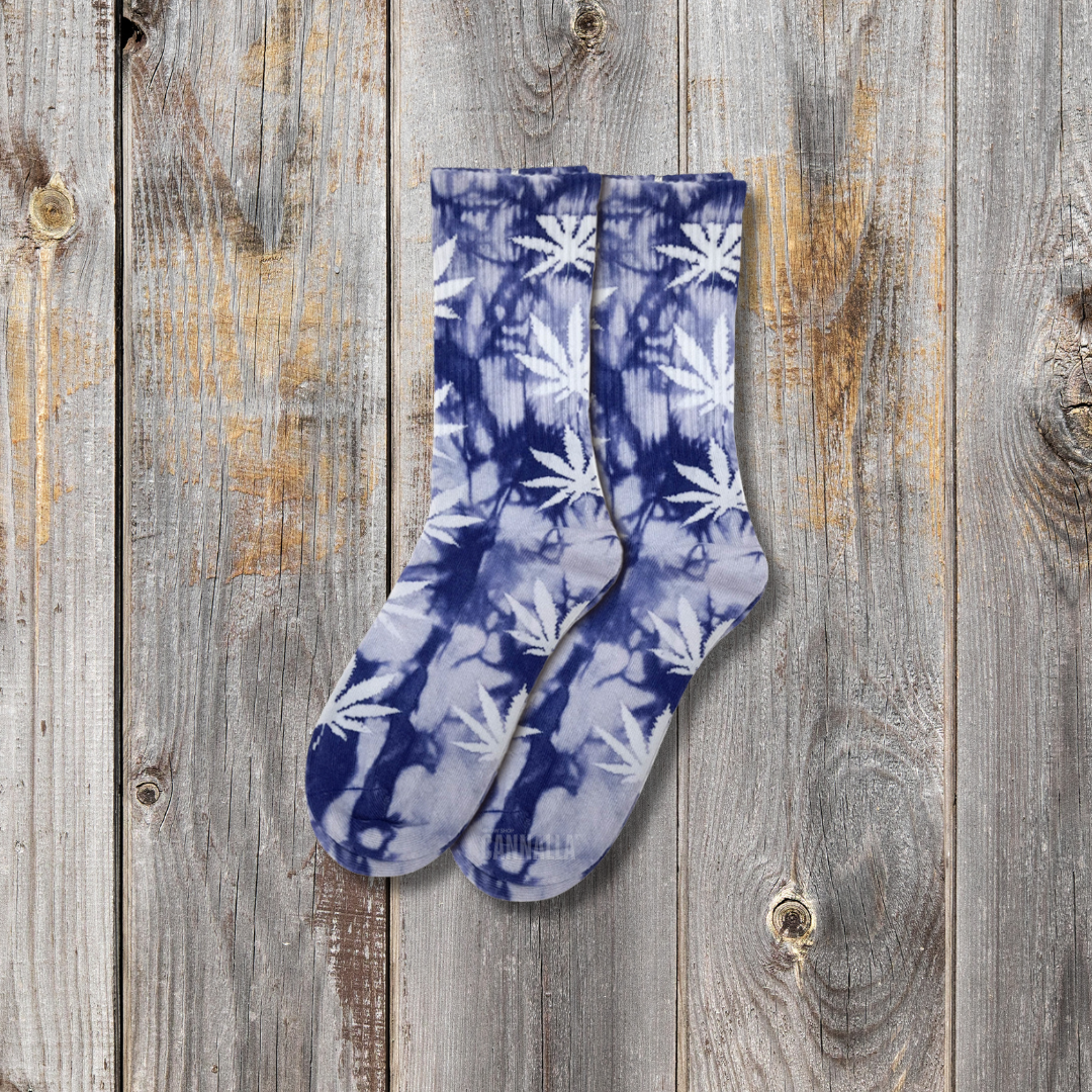 CALCETINES AZUL MARINO "HOJAS"